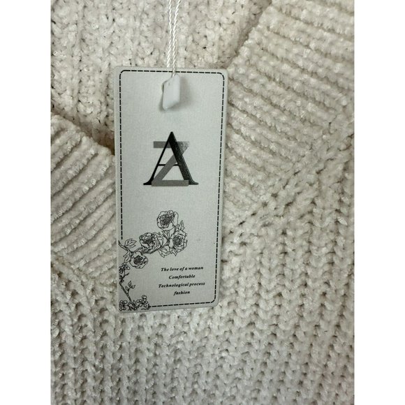 Sweaters for Women V Neck Long Sleeve Pullover Knit Top Ivory - Picture 5 of 8